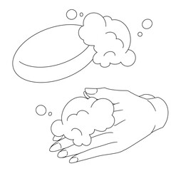 手洗い　石鹸　線画