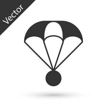 Grey Parachute icon isolated on white background. Extreme sport. Sport equipment. Vector