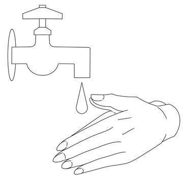 recommend clip art: 手洗い　水道　線画
