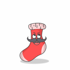 Cute Sock Character Flat Cartoon Vector Template Design Illustration
