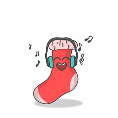 Cute Sock Character Flat Cartoon Vector Template Design Illustration