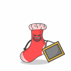 Cute Sock Character Flat Cartoon Vector Template Design Illustration