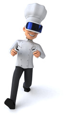 Fun 3D Illustration of a chef with a VR Helmet