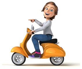 Fun 3D Illustration of a cartoon teenage girl