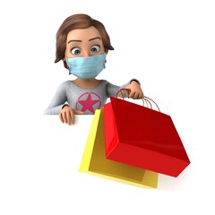 Fun 3D illustration of a cartoon teenage girl