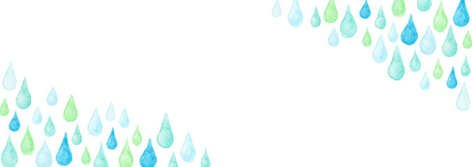 ブルー系しずくの水彩フレーム