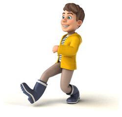Fun cartoon kid with rain gear