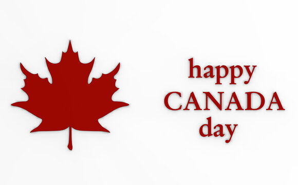 lettering on white background happy canada day. the maple leaf is vertical