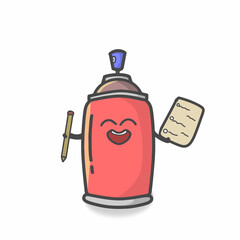 Cute Spray Can Character Flat Cartoon Vector Template Design Illustration