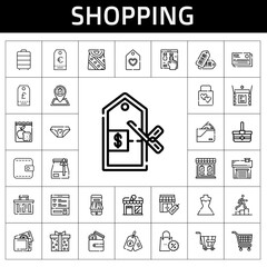 shopping icon set. line icon style. shopping related icons such as payment method, basket, shop, panties, wedding gift, wishlist, bag, shopping basket, trolley, supermarket gift