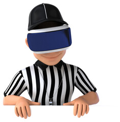 Fun 3D Illustration of a referee with a VR Helmet