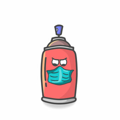 Cute Spray Can Character Flat Cartoon Vector Template Design Illustration