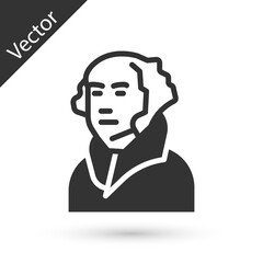 Grey George Washington icon isolated on white background. Vector