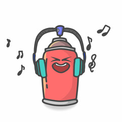 Cute Spray Can Character Flat Cartoon Vector Template Design Illustration
