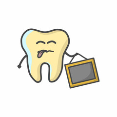 Cute Tooth Character Flat Cartoon Vector Template Design Illustration