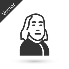 Grey Benjamin Franklin icon isolated on white background. Vector