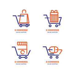 Set of flat design e-commerce logos. - Vector.
