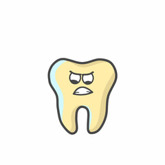 Cute Tooth Character Flat Cartoon Vector Template Design Illustration