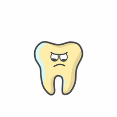 Cute Tooth Character Flat Cartoon Vector Template Design Illustration