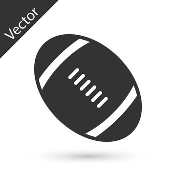 Grey American Football ball icon isolated on white background. Rugby ball icon. Team sport game symbol. Vector