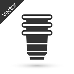 Grey Paper glass icon isolated on white background. Soda drink glass. Fresh cold beverage symbol. Vector