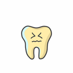 Cute Tooth Character Flat Cartoon Vector Template Design Illustration