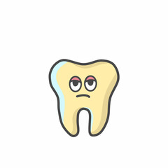 Cute Tooth Character Flat Cartoon Vector Template Design Illustration