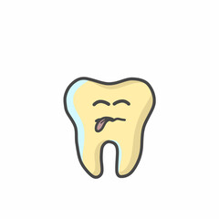 Cute Tooth Character Flat Cartoon Vector Template Design Illustration