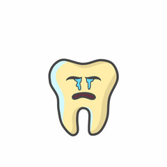 Cute Tooth Character Flat Cartoon Vector Template Design Illustration