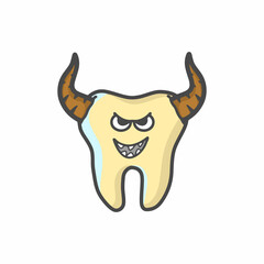 Cute Tooth Character Flat Cartoon Vector Template Design Illustration