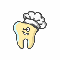 Cute Tooth Character Flat Cartoon Vector Template Design Illustration