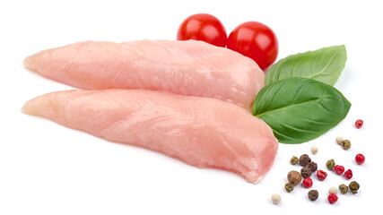 Chicken Breast Mini Fillets, isolated on white background. High resolution image.