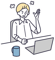 激怒する男性会社員　シンプルイラスト