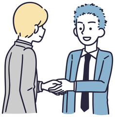 握手をする会社員　シンプルイラスト