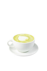 Matcha latte cup, isolated on white background. Matcha latte cup with clipping path.
