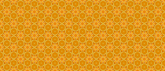 banner with hexagonal seamless pattern of abstract orange slices