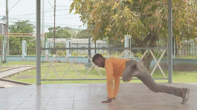 Amazing break dance from a b boy located on the tropical island of Trinidad