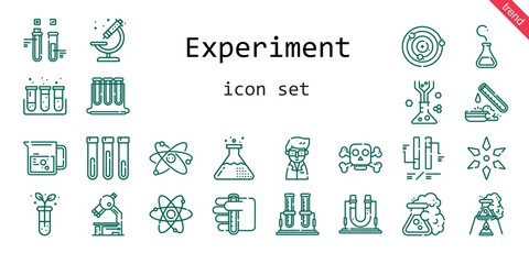 experiment icon set. line icon style. experiment related icons such as test tube, poison, test tubes, scientist, science, ph, flask, atom, beaker, microscope, atoms,