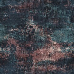 Seamless blue pink cream and navy surface pattern. High quality illustration. Overlaid and multiplied distressed and grungy worn abstract design for print. Detailed artistic repeat tile swatch.