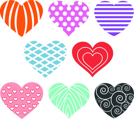 Collection of heart, set of love symbols,Dashed line icon,love symbol,illustrations,vector