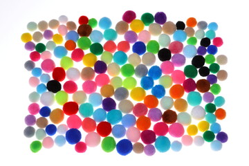 Colorful Pompom in white background