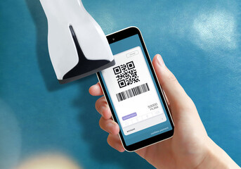 Image of cashless payment and QR code pay