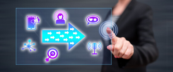 Woman touching an influencer concept