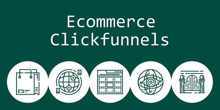 ecommerce clickfunnels background concept with ecommerce clickfunnels icons. Icons related shopping bag, web, internet, gateway