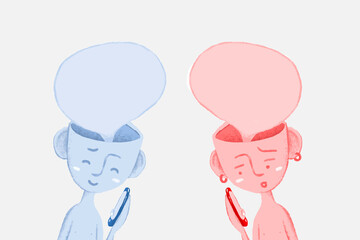 Hand drawn greeting characters illustration