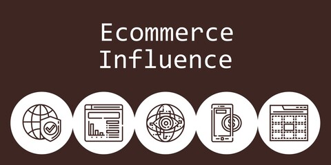 ecommerce influence background concept with ecommerce influence icons. Icons related website, web, internet, online payment