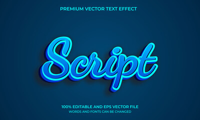 3D Script Text effect, Editable Text Style. Vector illustration
