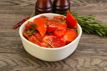 Tasty marinated red bell pepper