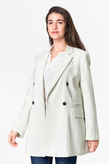 White women's coat outerwear casual fashion