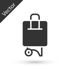 Grey Suitcase for travel icon isolated on white background. Traveling baggage sign. Travel luggage icon. Vector